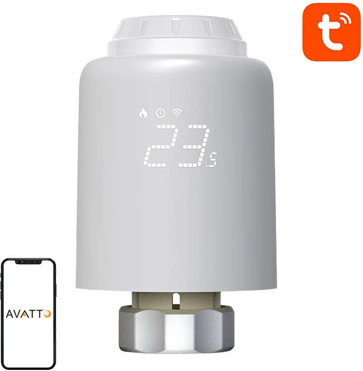 Valvul termostatike e mençur Avatto TRV07, ZigBee 3.0, Tuya, e bardhë