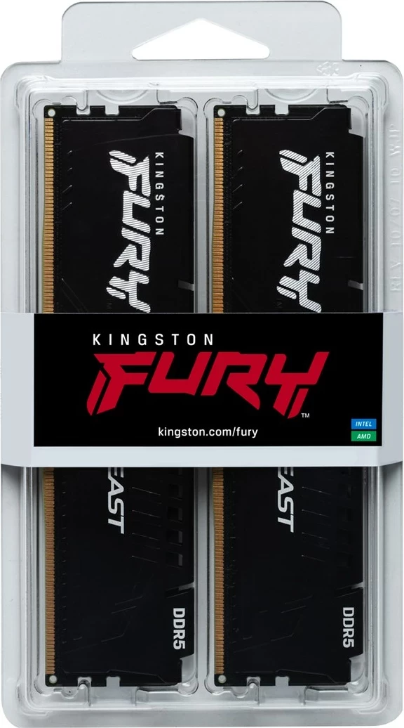 RAM Memorje Kingston FURY Beast, 128GB (2x64GB), DDR5, 5600MT/s, CL36, me heatsink, E zezë