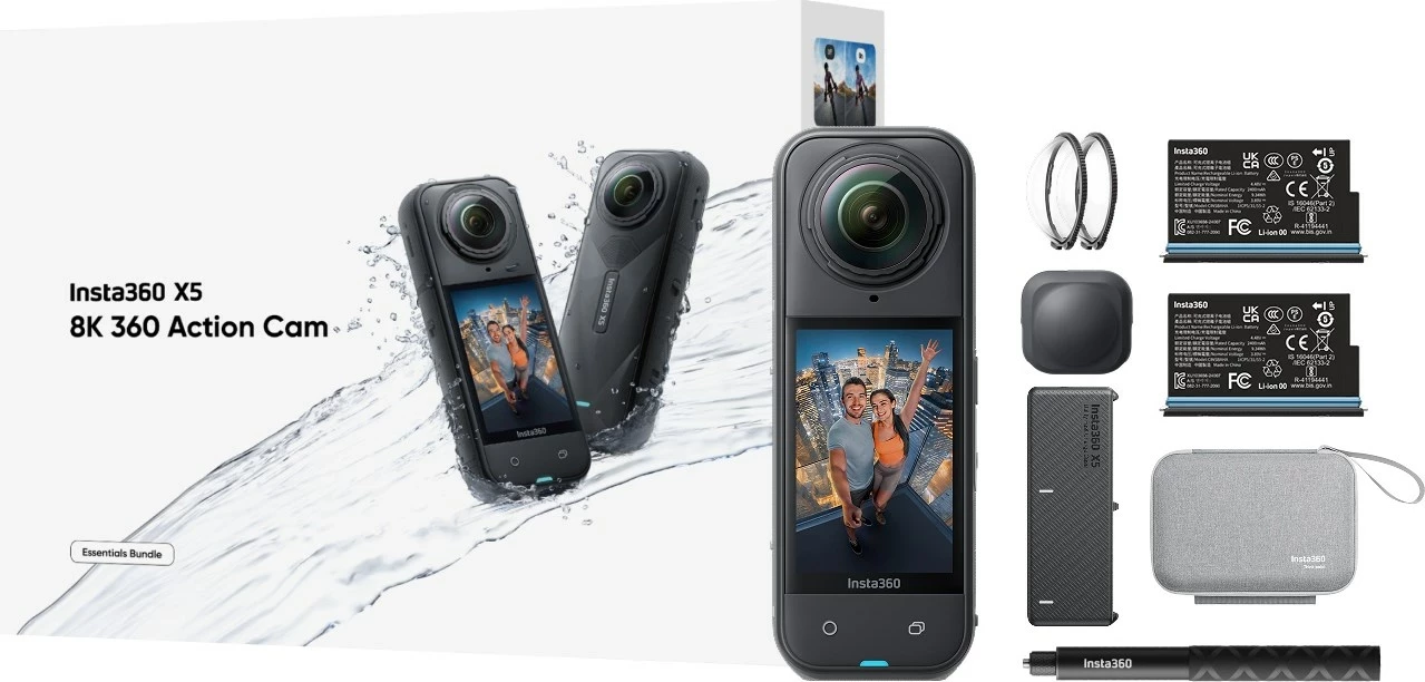 Kamerë aksioni 360 Insta360 X5 Essentials Bundle, 8K Ultra HD, e zezë