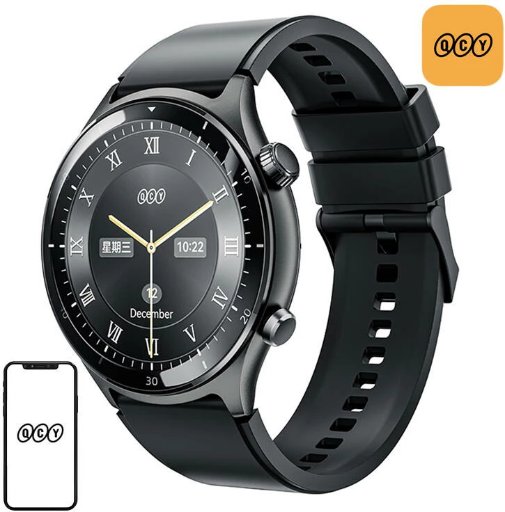 Smartwatch QCY S7, 1.43" AMOLED, për iOS/Android, e zezë
