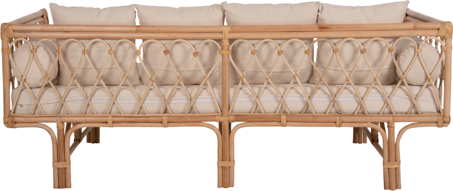 Divan ALIKI FH9658 prej ratanit, jastëkët bezhë, 200x100x86H cm