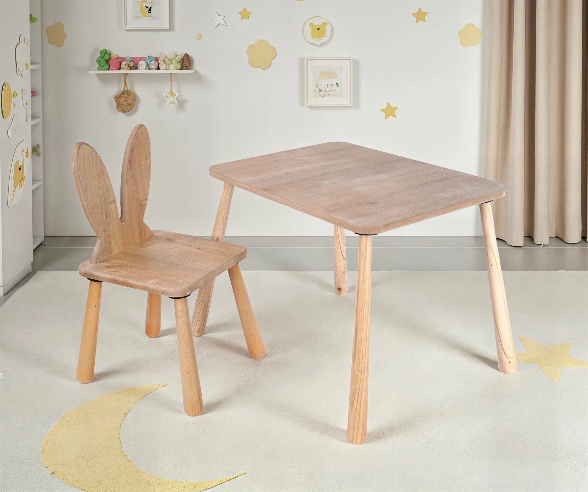 Set tavoline për fëmijë Skye Decor, BLTYZ-AKTV059, ngjyrë lisi, 11 pjesë