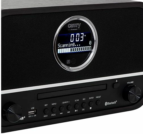 Radio retro CAMRY CR1182, DAB+/FM, CD, Bluetooth 5.0, USB/AUX, 2x15W, përfundim druri, e zezë