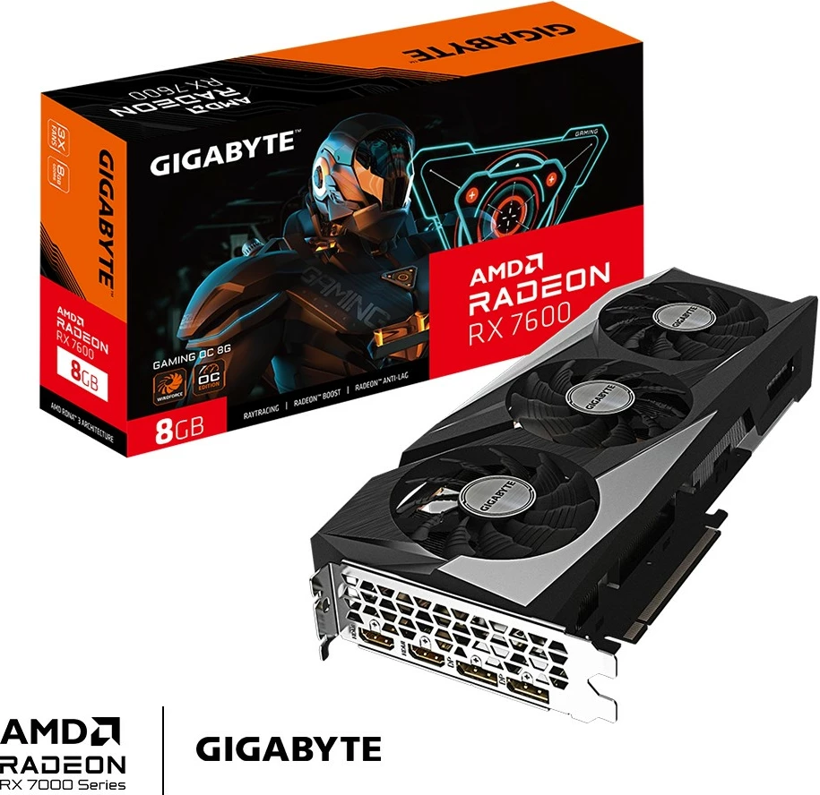 Kartelë grafike Gigabyte Radeon RX 7600 OC 8G, 8 GB, GDDR6, PCI Express 4.0, e zezë