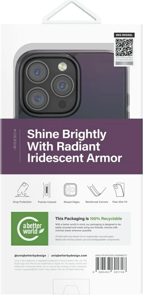 Mbështjellës UNIQ Iridescia Magclick Charging për iPhone 16 Pro Max, i zi