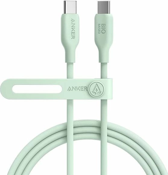 Kabllo USB-C në USB-C ANKER 543 BIO 0.9m 100W, e gjelbër