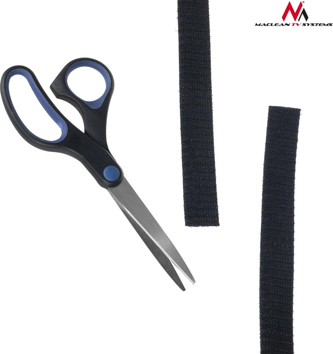 Organizues kabllosh Maclean MCTV-542, shirit hook and loop, 15.3m, 20mm, zi
