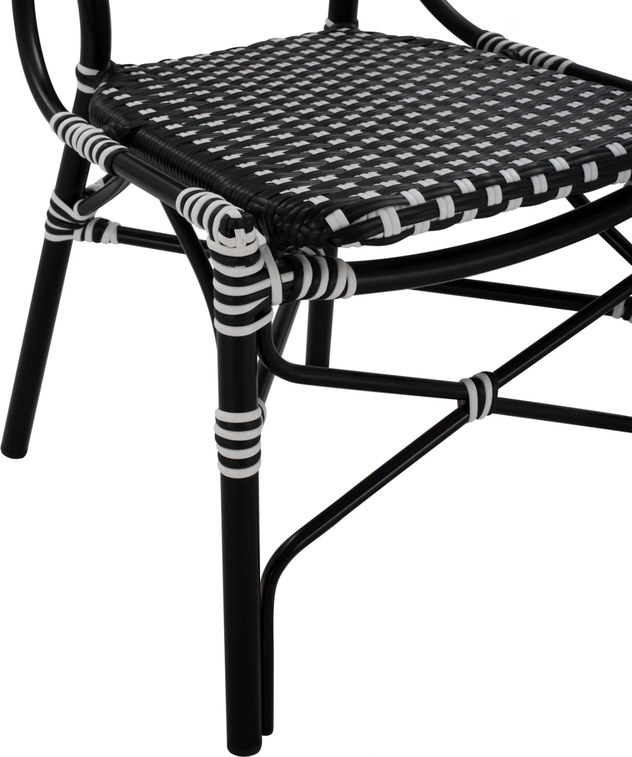 Karrige alumini pamje bambuje me thurje bardhë e zi FH5792.02 46x60x96 cm