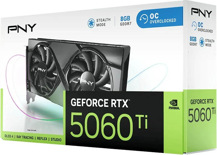 Kartelë grafike PNY GeForce RTX 5060 Ti OC, 8GB GDDR7, e zezë