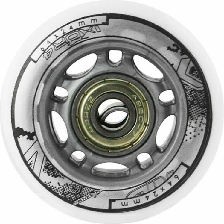 Set rrota dhe kushineta për rollera Nils Extreme PU 64x24 82A, të bardha