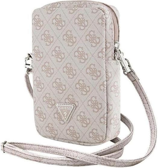 Çantë telefoni, Guess, Zip 4G Triangle, 19x12x3.8 cm, rrip i rregullueshëm, rozë
