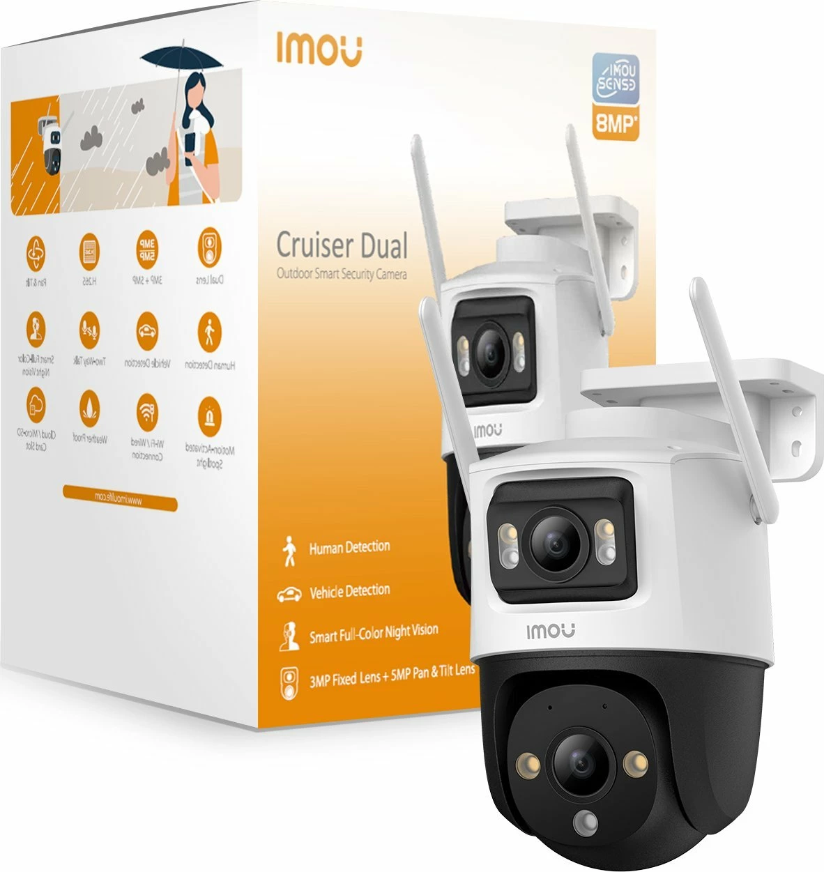 Kamerë IP IMOU Cruiser Dual 6MP IPC-S7XP-6M0WED, Wi‑Fi, IP66, e bardhë
