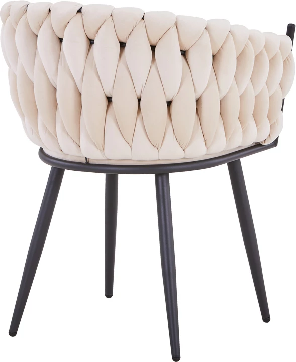 Tavolinë me karrige Vivian-Stoyen, 5 copë, kadife bezhë - mermer i bardhë, Φ120x75cm