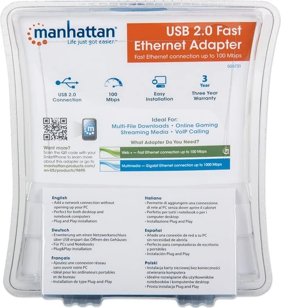 Konvertuesi Manhattan USB në RJ45, bardhë