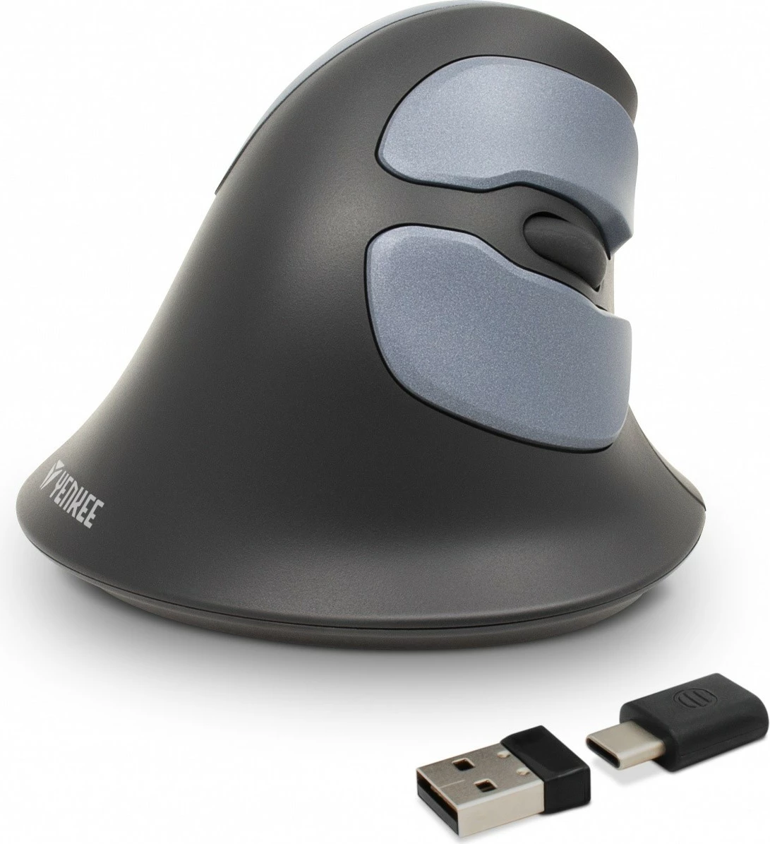 Maus ergonomik vertikal YENKEE ErgoSnug YMS 5030 ERGO, pa kabllo, USB A/USB C, i zi/gri