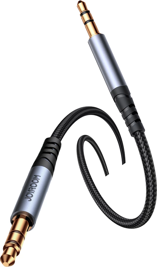 kabëll audio AUX 3.5 mm mashkull‑mashkull, Joyroom, SY-A08, 1.2 m, i zi