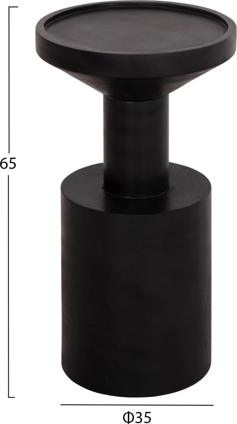 Tavolinë anësore BERMAL, dru suar i fortë, ngjyrë e zezë, FH9889.12, 35x65cm