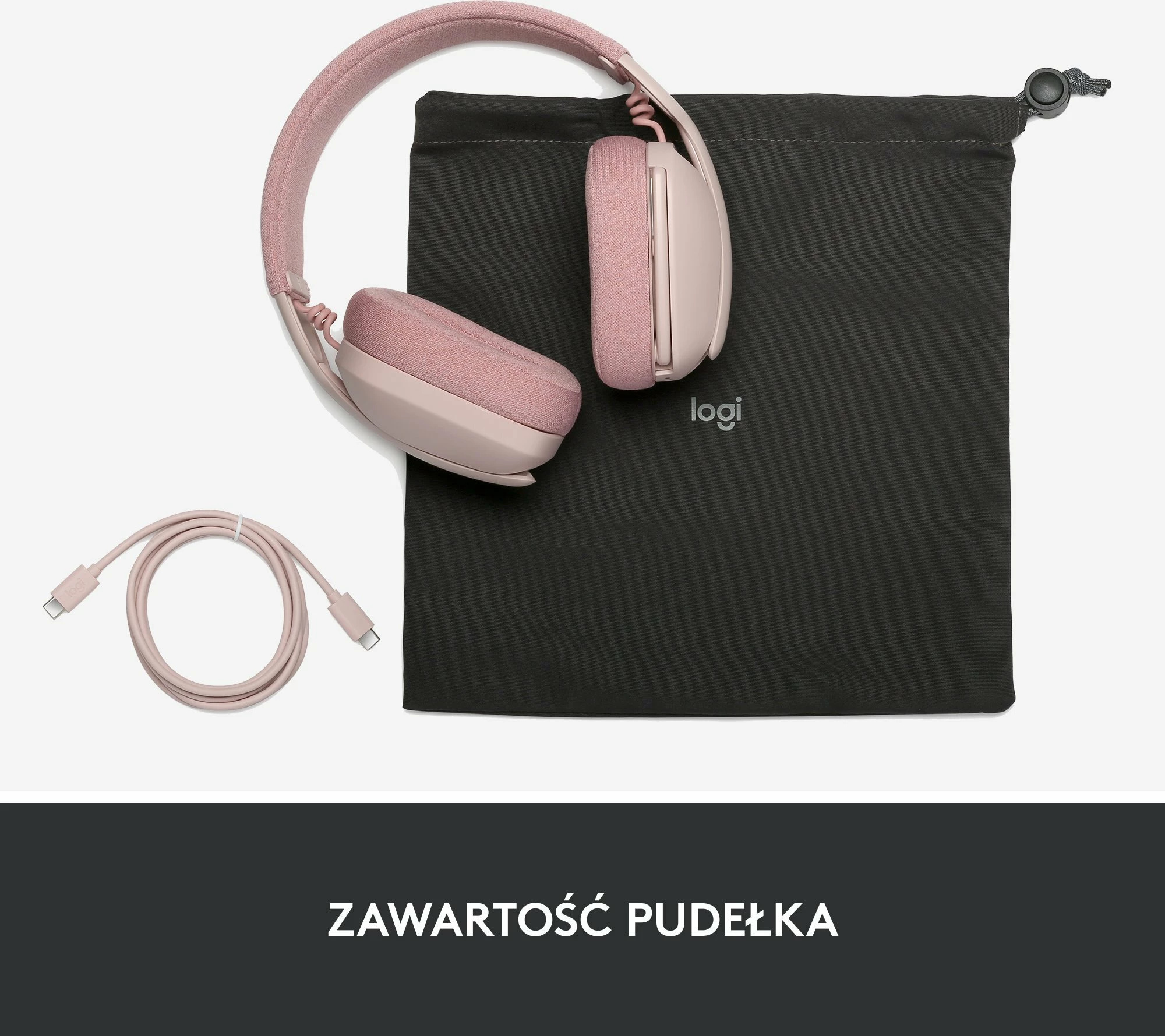Kufje Logitech Zone Vibe 100 (981-001224), wireless Bluetooth/USB-C, me mikrofon, rozë