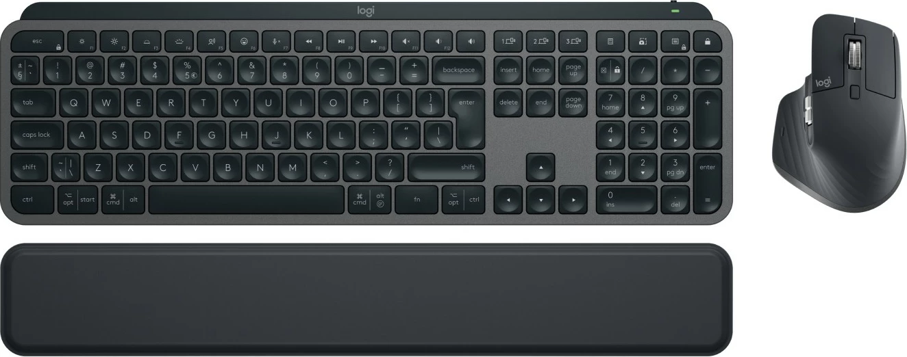 Tastierë me maus Logitech MX Keys S Combo, wireless, LED, QWERTY, grafit