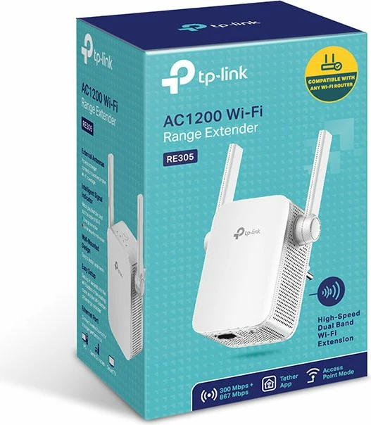 Përforcues sinjali Wi‑Fi TP-Link RE305 Dual-Band AC1200 Mesh, i bardhë