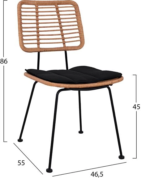 Set 5 pjesë Allegra Wicker me Sipërfaqe Tavoline 140x80x78 Bezhë & E Zezë FH10492