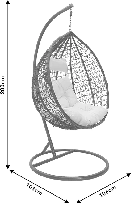 Karrige varëse për kopsht, metal-kafe, jastëk bezhë, 106x103x200cm