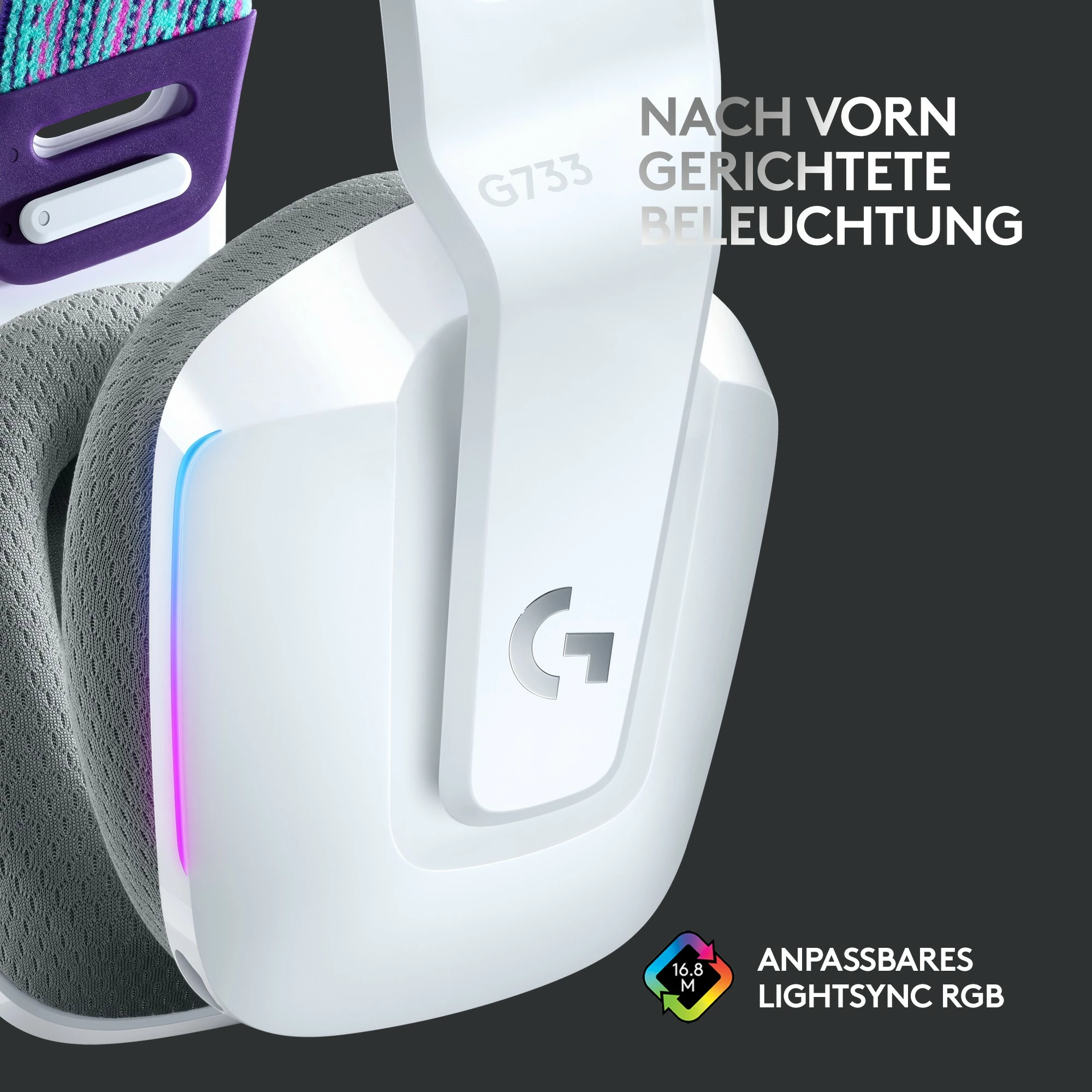 Kufje gaming Logitech G733 LIGHTSPEED, Wireless, RGB, të bardha
