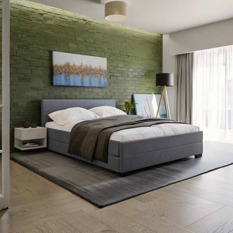 Krevat dopio Antigone, stof antracit me hapësirë ruajtjeje, 160x200cm