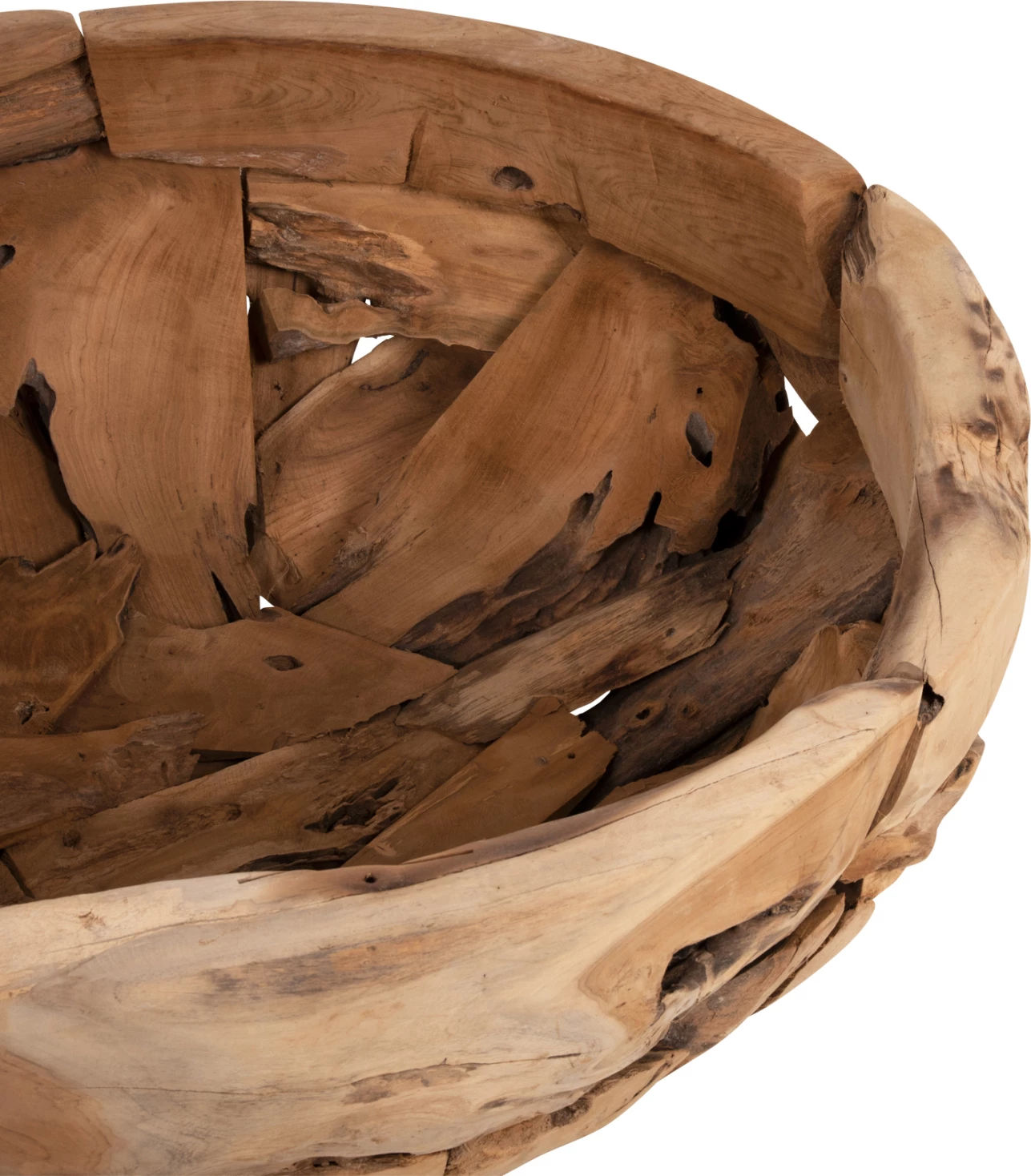 Tavolinë kafeje rrethore, copa rrënjë tik natyrale, FH4279, Φ100x43.5cm