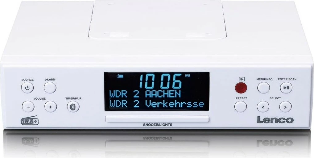 Radio Lenco KCR-190, Bluetooth, LCD ekran, 2 altoparlantë, e bardhë