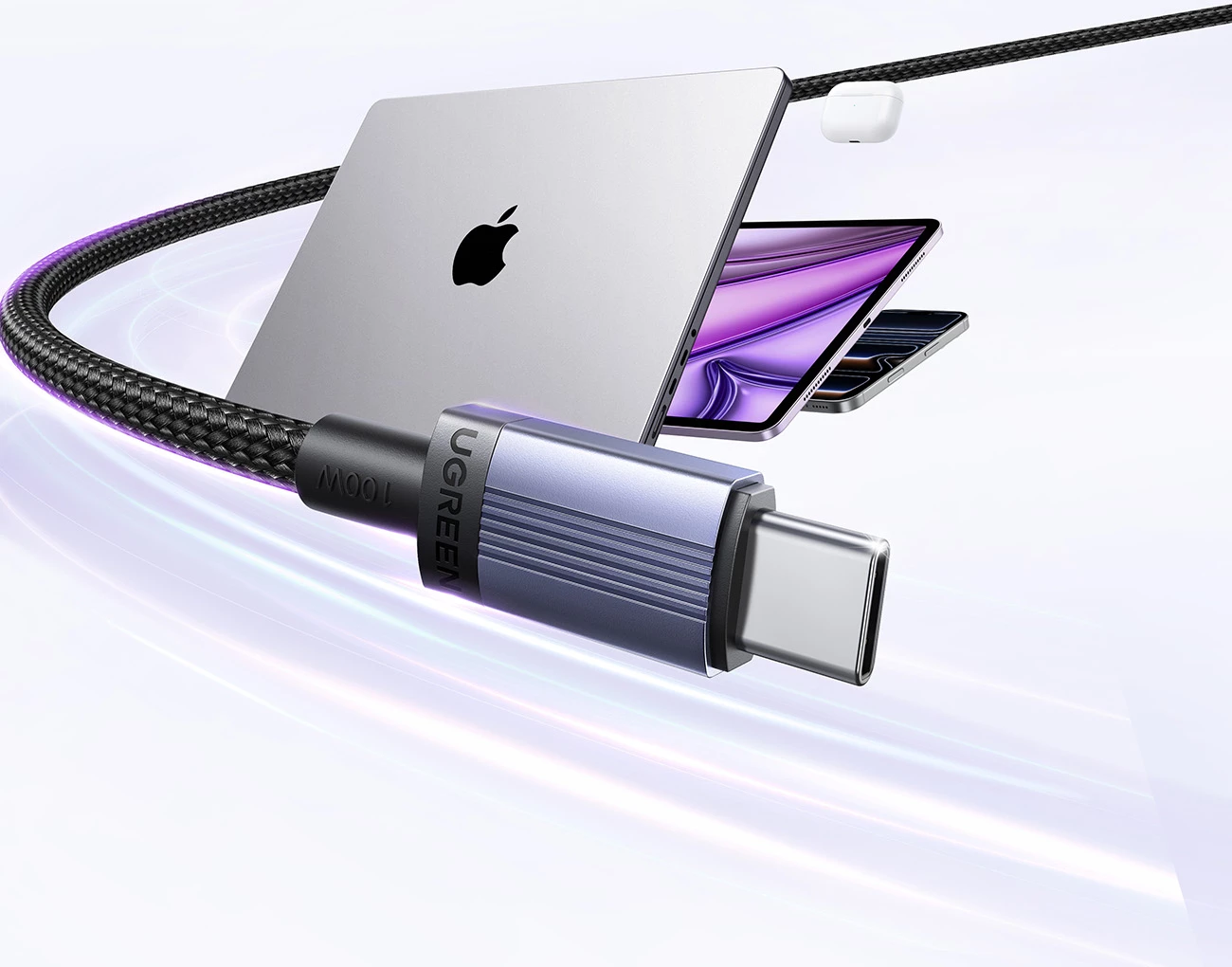 Kabllo USB-C në USB-C Ugreen PD 100W 5A 2m, e zezë