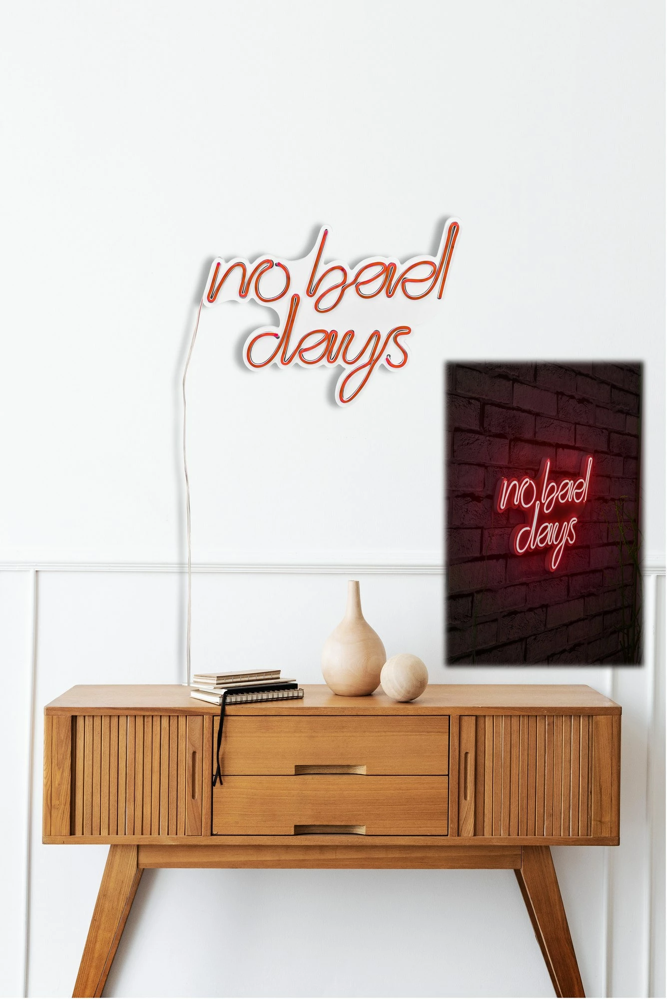 Dritë dekorative LED për mur, plastikë, 'no bad days', ngjyrë e kuqe