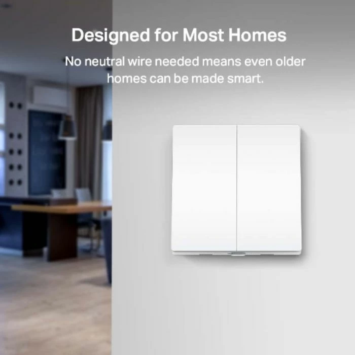 Switch i mençur i dritës TP-LINK Tapo S220, 2-gang 1-way, i bardhë