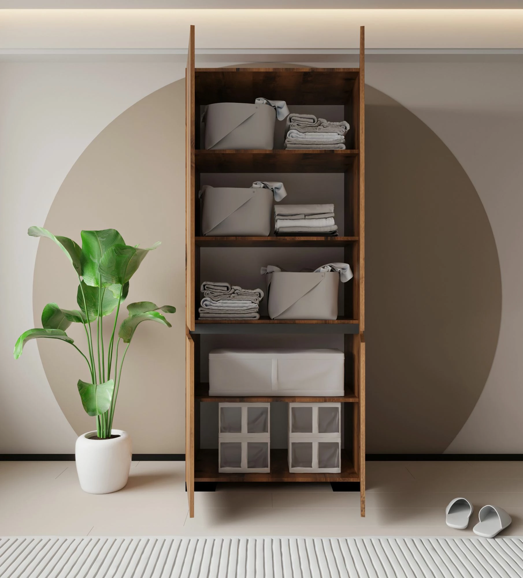 Dollap rrobash Skye Decor, Floransa 90, ngjyrë arre dhe antracit