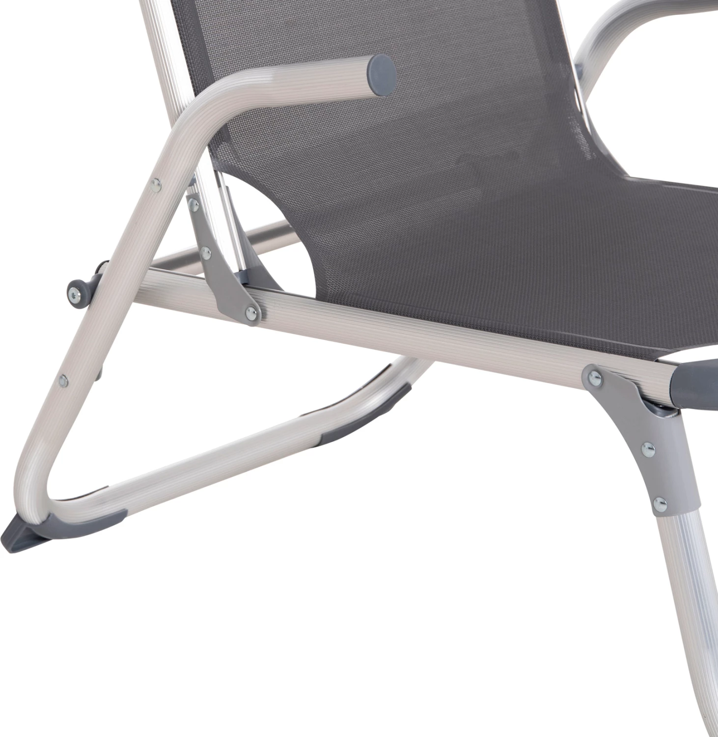 Karrige plazhi e ngritur, alumin i fortë, Almira FH6431.10, tekstilene gri, 53x68x80cm