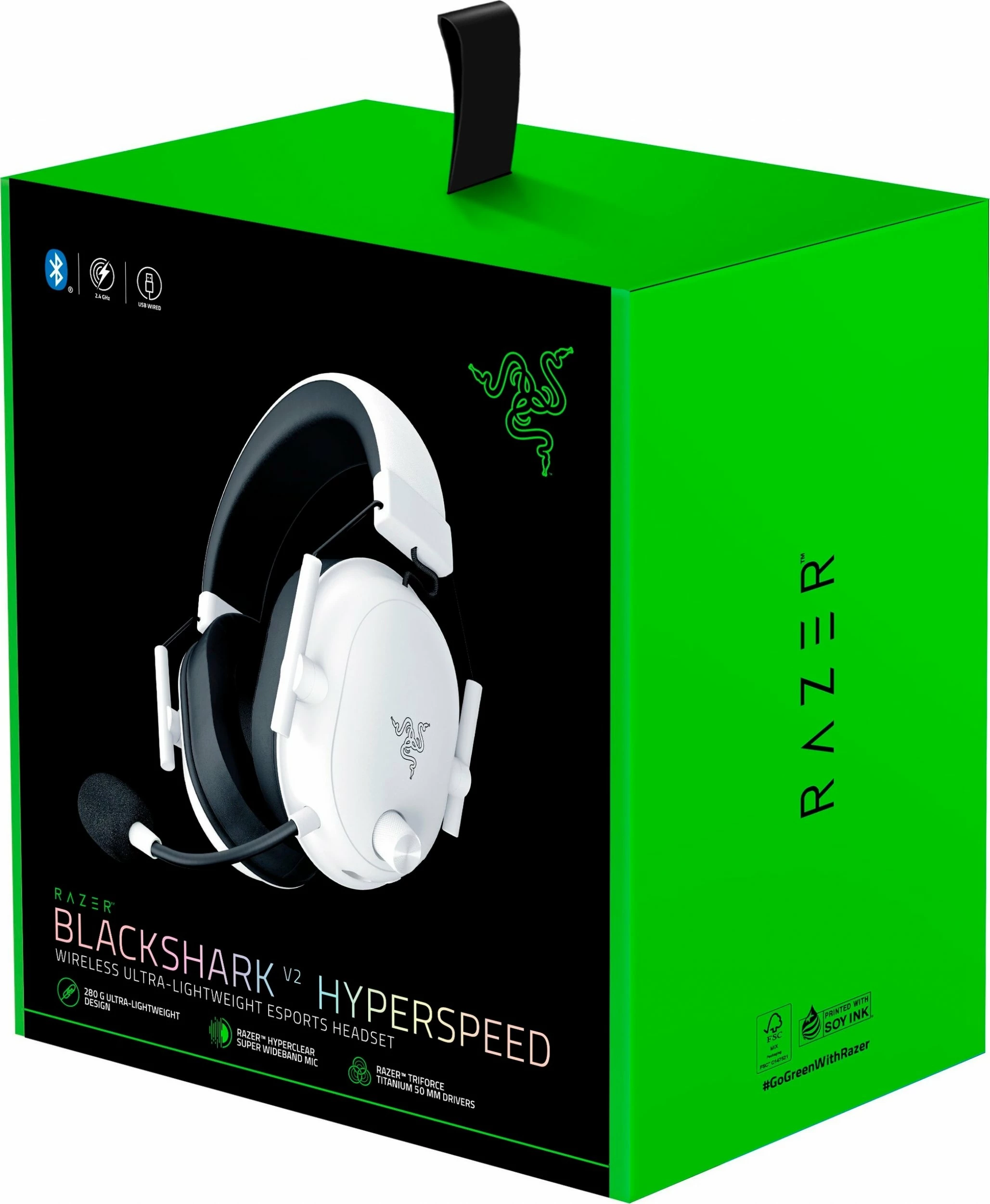 Kufje Razer BlackShark V2 HyperSpeed RZ04-04960200-R3M1, wireless, 7.1 surround, 50 mm, 70 orë bateri, e bardhë