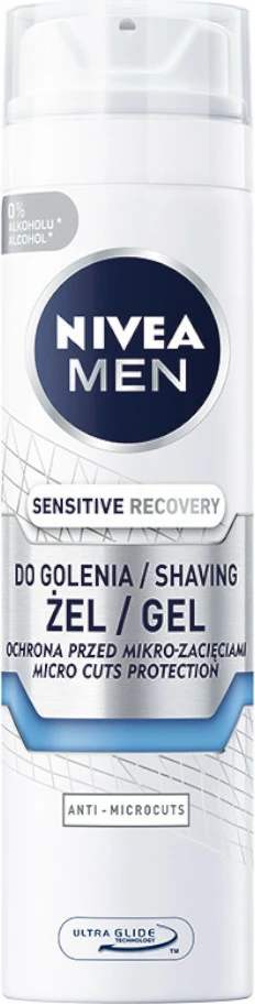 Xhel për rruajtje për meshkuj Nivea Men Sensitive Recovery Regenerating, 200ml