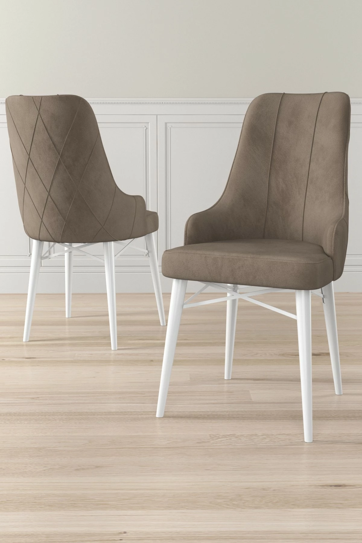 Set karrigesh (6 copë) Hanah Home, Neta, kapuçino dhe e bardhë