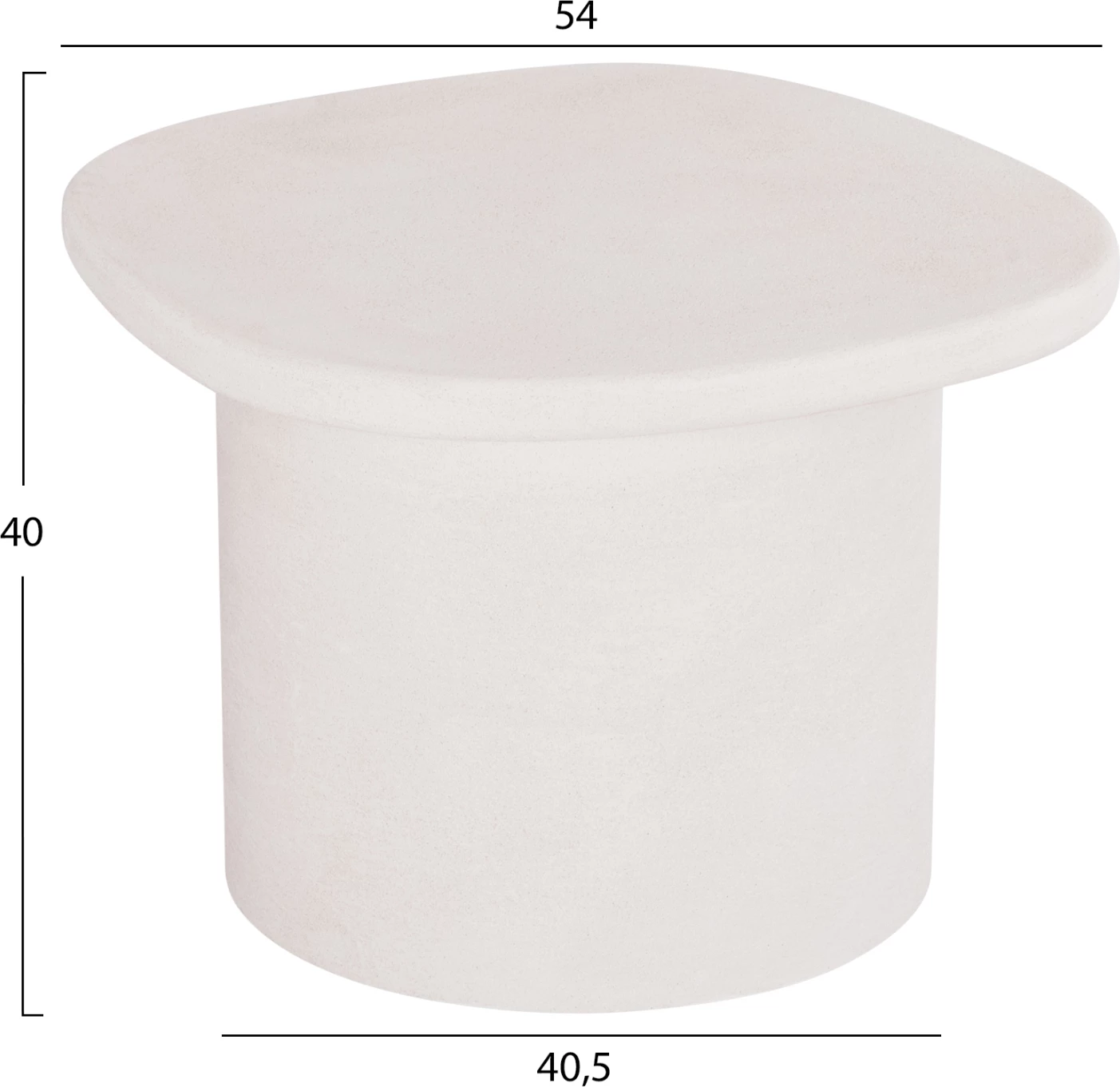 Tavolinë kafeje ovale, seri Santorini, MDF, ngjyrë off-white, 54x54.5x40H cm.