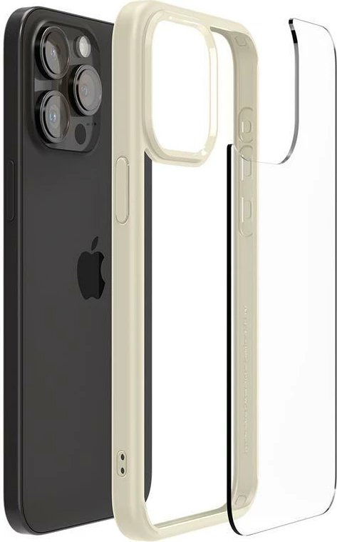 Mbështjellës Spigen Crystal Hybrid për iPhone 15 Pro Max, Transparent/Bezhë