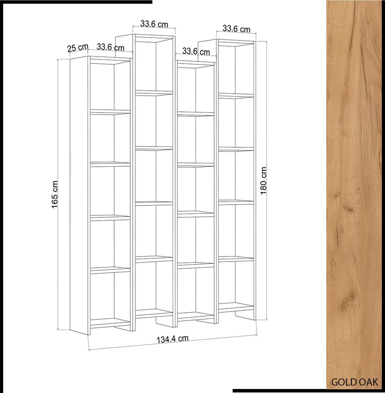 Raft librash Hanah Home, Semm, ngjyrë lis dhe e bardhë, 4 copë