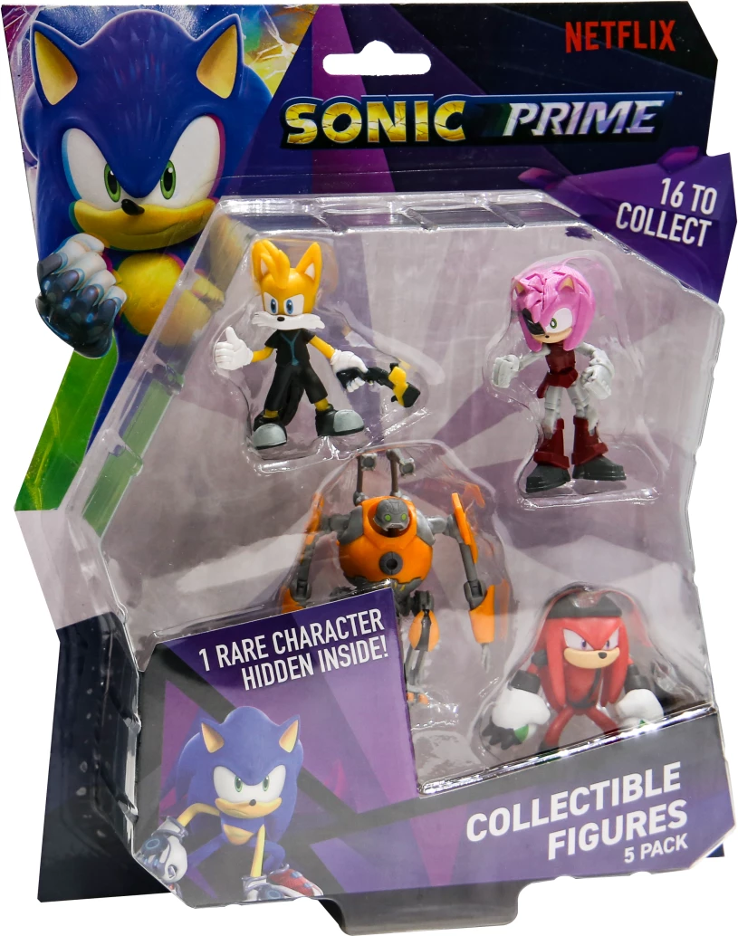 Figurinë koleksionuese P.M.I. Sonic Prime, Gaming Heroes, 5-pack + 1 fletë sticker 6.5 cm, assorted (S1)