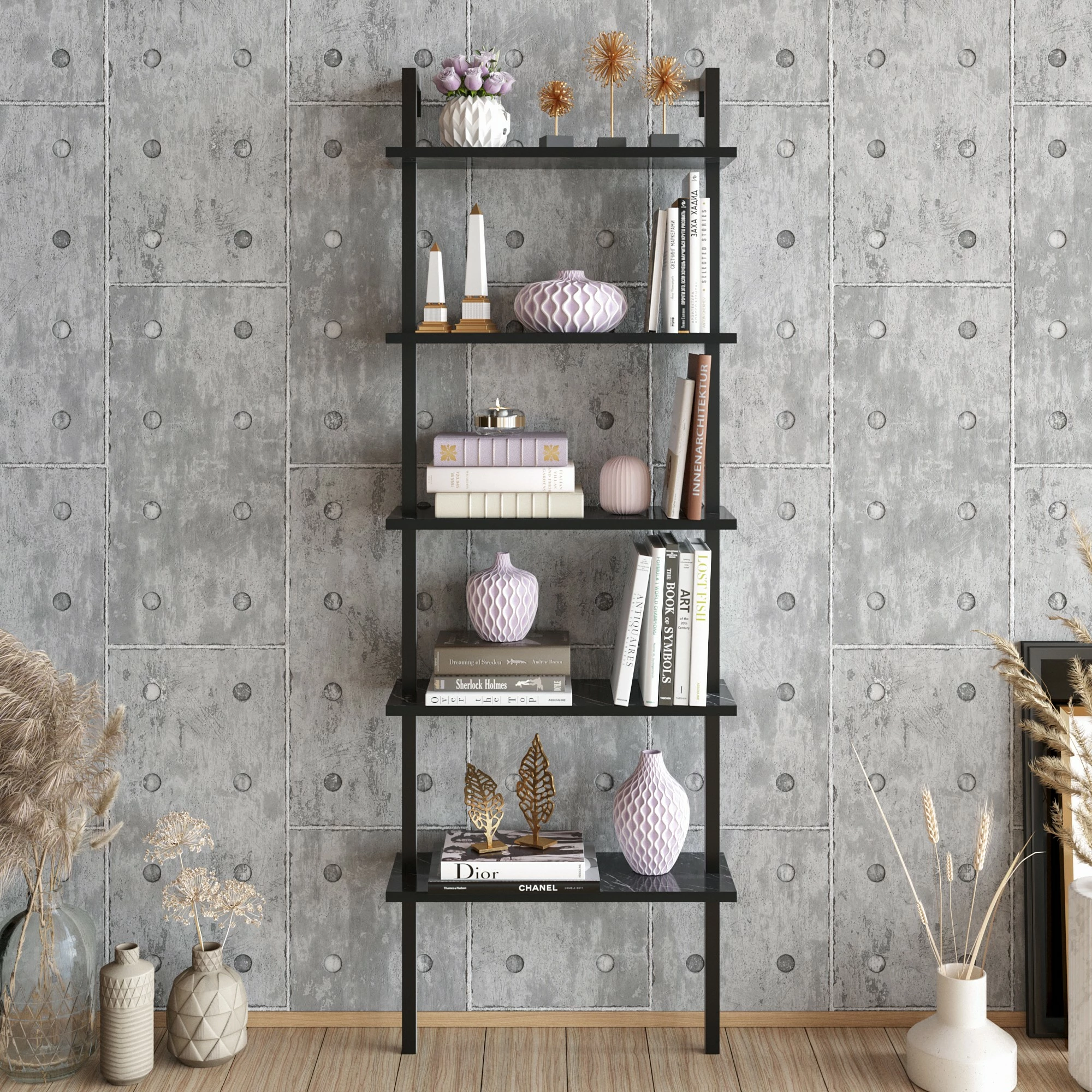 Raft librash Hanah Home, Piante, ngjyrë e zezë