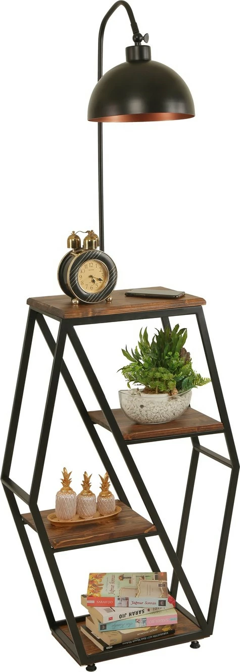 Llambë dyshemeje Opviq, ngjyrë arre, retro me 3 koka