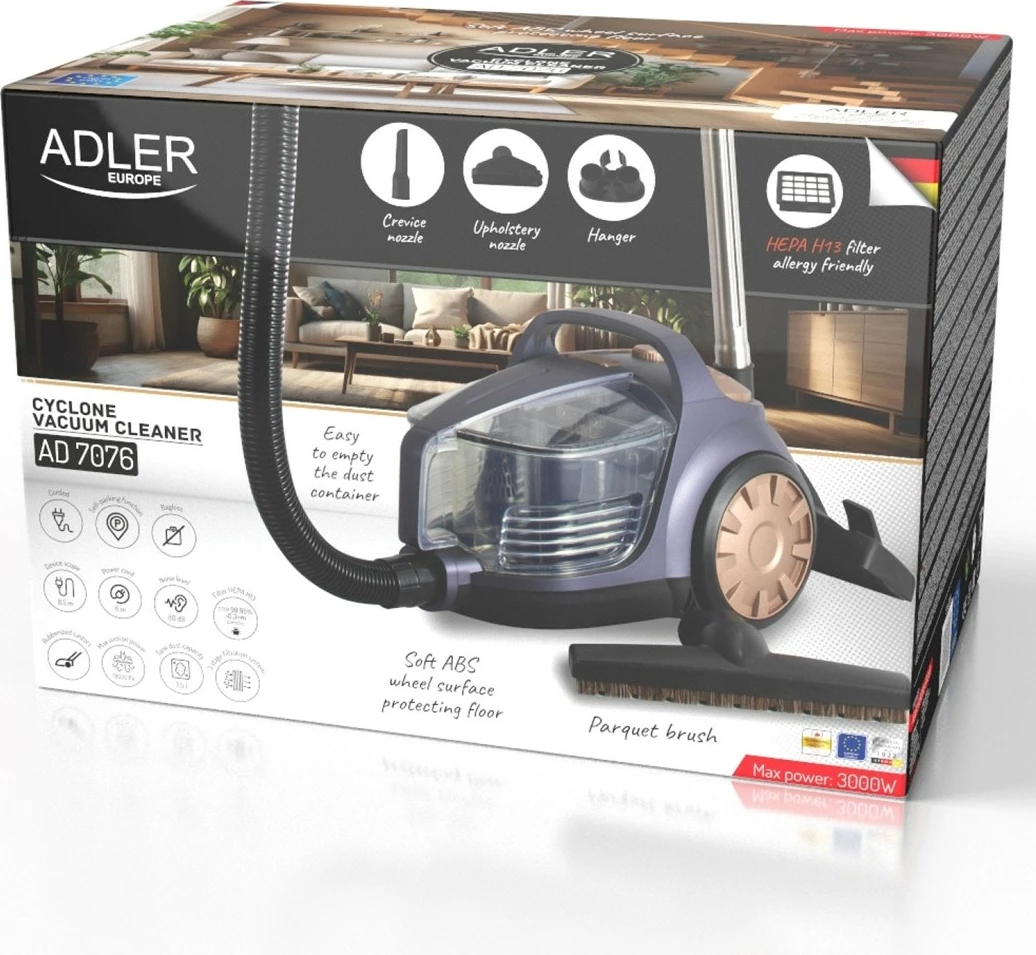 Fshesë me korrent Adler AD 7076, pa qese, HEPA, vjollcë