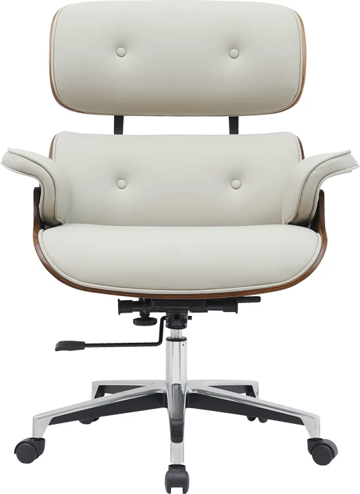 Karrige menaxheri për zyre Kobane, ngjyrë bezhë, bazë kromi, 84x75x113.5cm