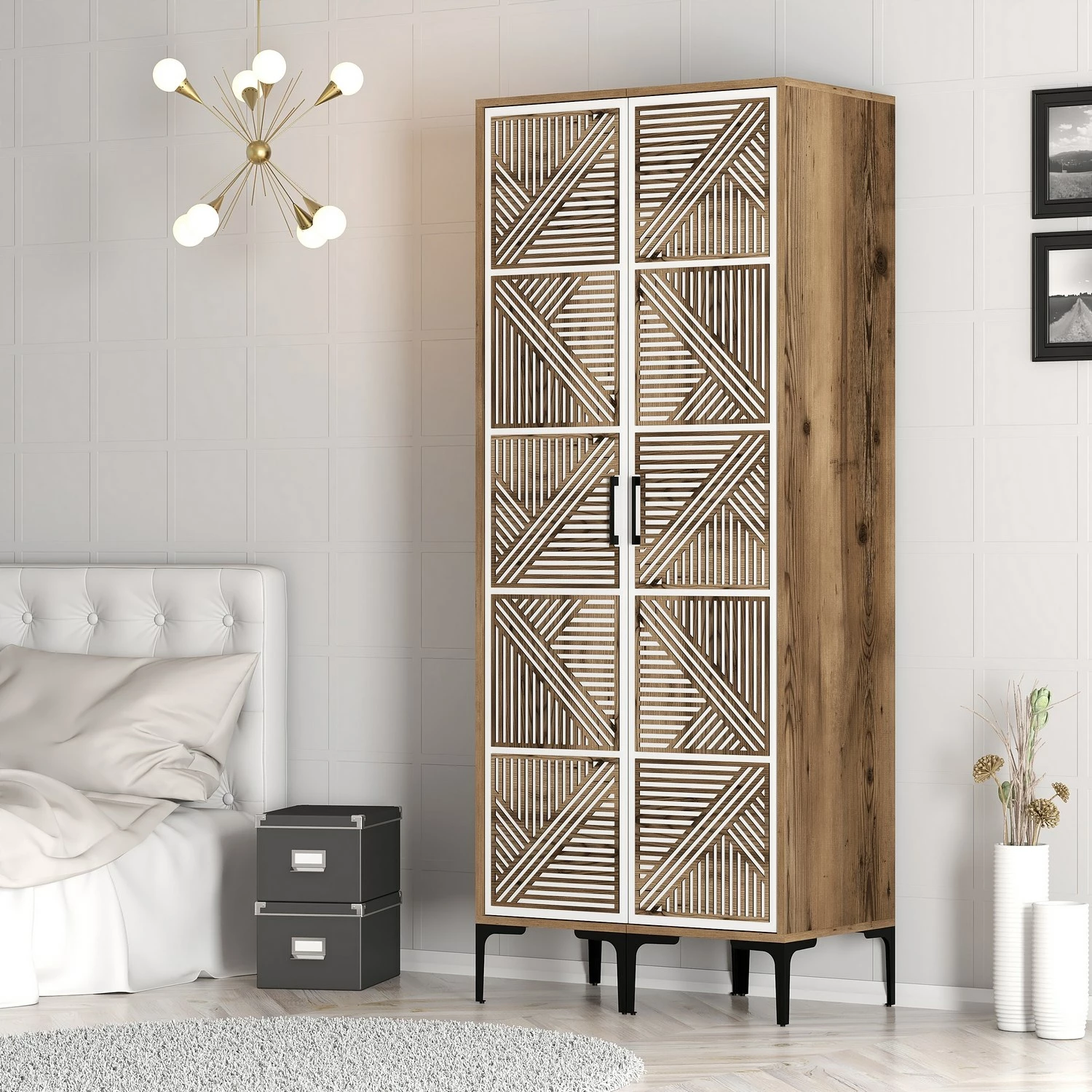 Dollap Hanah Home, Kumsal PP, ngjyrë arre dhe e bardhë