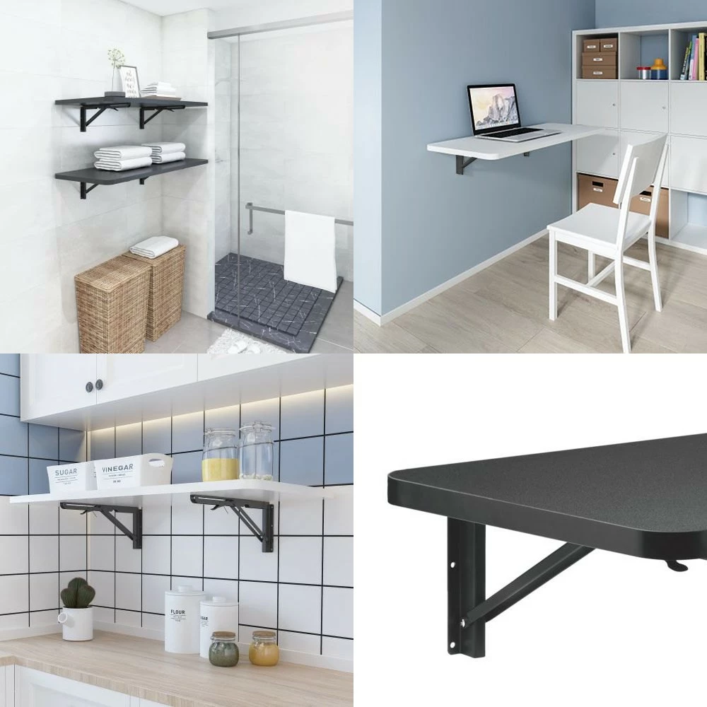 Mbajtëse palosëse për raft muri Maclean MC-876, Çelik, E zezë, set prej 2 copë