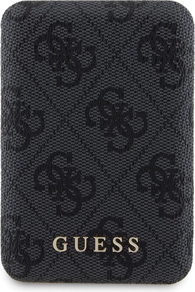 Mbështjellës Guess 4G Metal Logo me powerbank MagSafe 5000mAh për iPhone 14 Pro Max, Zi, Set
