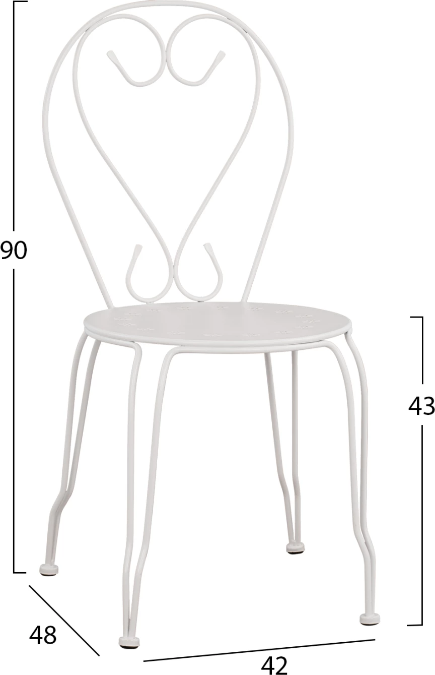 Karrige metalike Amore FH5007.12,  42x48x90 cm, e bardhë